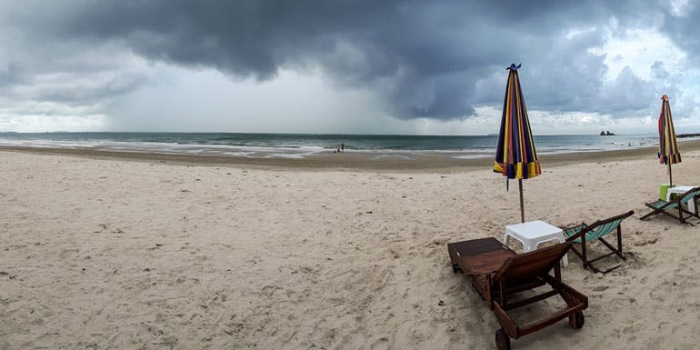 rainy day cruise ship beach