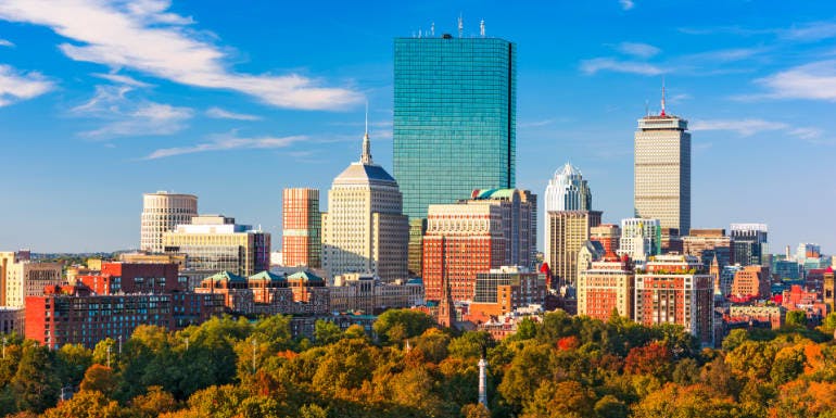 boston massachusetts autumn fall foliage skyline