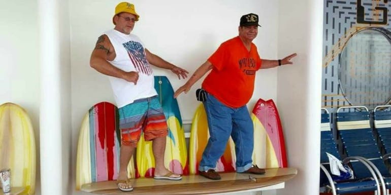 oasis of the seas surfboard photo op pose