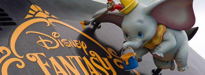 What Disney characters can be found on the stern of the four Disney cruise ships?