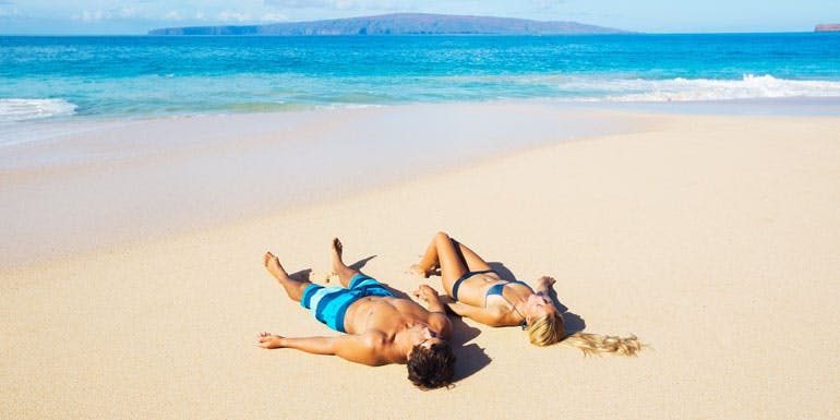 lazy couple cruise beach