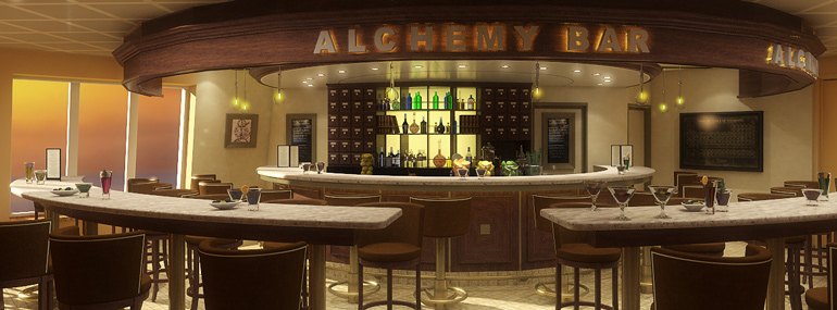 Grab a cocktail at the Alchemy Bar on this line: