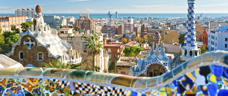 This Mediterranean port is home to Park Guell, a 42-acre garden complex designed by Antoni Gaudi. 