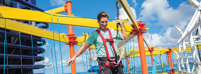 The Norwegian ropes course on Breakaway-class ships is the ONLY ropes course at sea where you can...