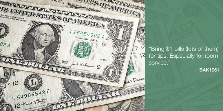 cruise packing tips one dollar bills