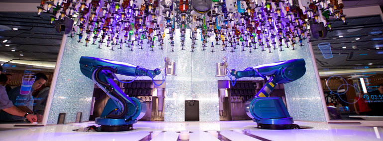 Who made the bionic bartenders at the Robot Bar?