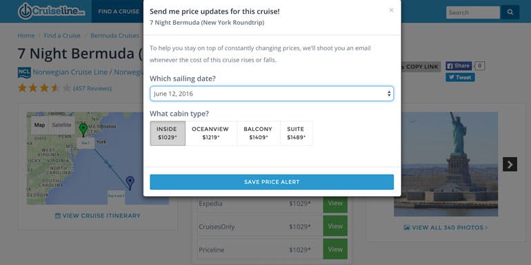 cruiseline.com cruiseline price alert