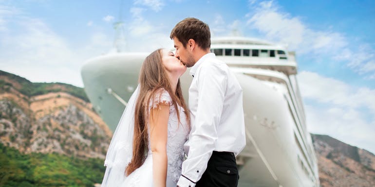 married cruise ship port wedding docked