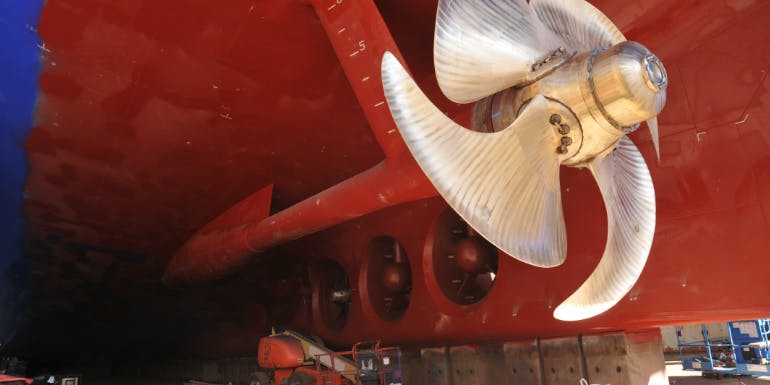 cruise ship dry dock exterior underside propeller