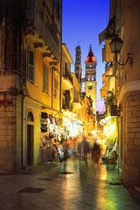 Old Town Corfu at night greece
