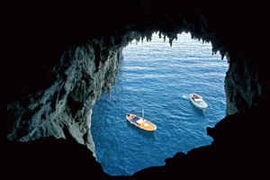 boats seen from the white grotto