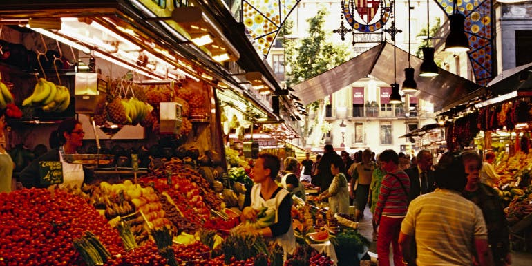 la boqueria barcelona spain market fruit