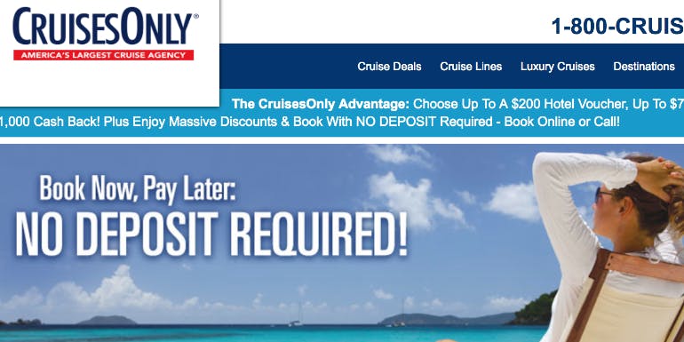 cruises only reduced cruise deposit money