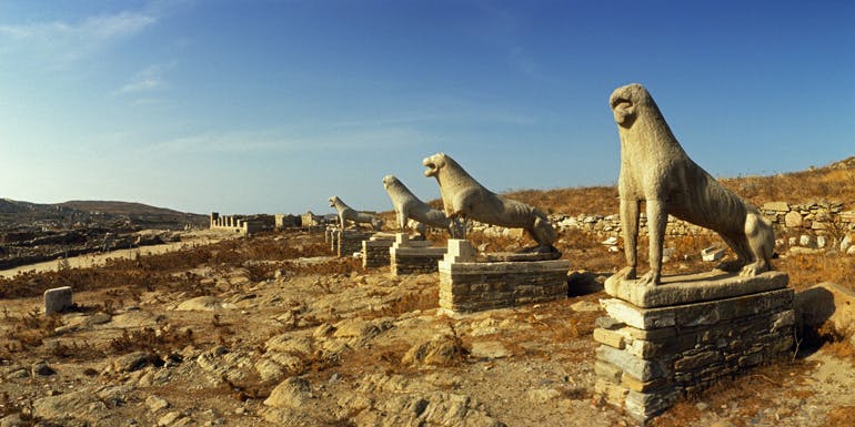 delos mykonos statues mediterranean cruise tours