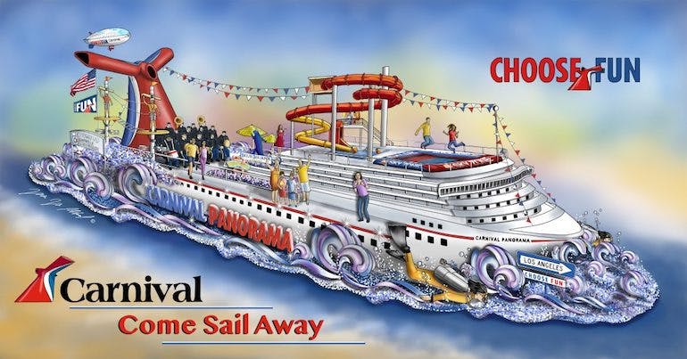 carnival cruise line panorama rose parade float